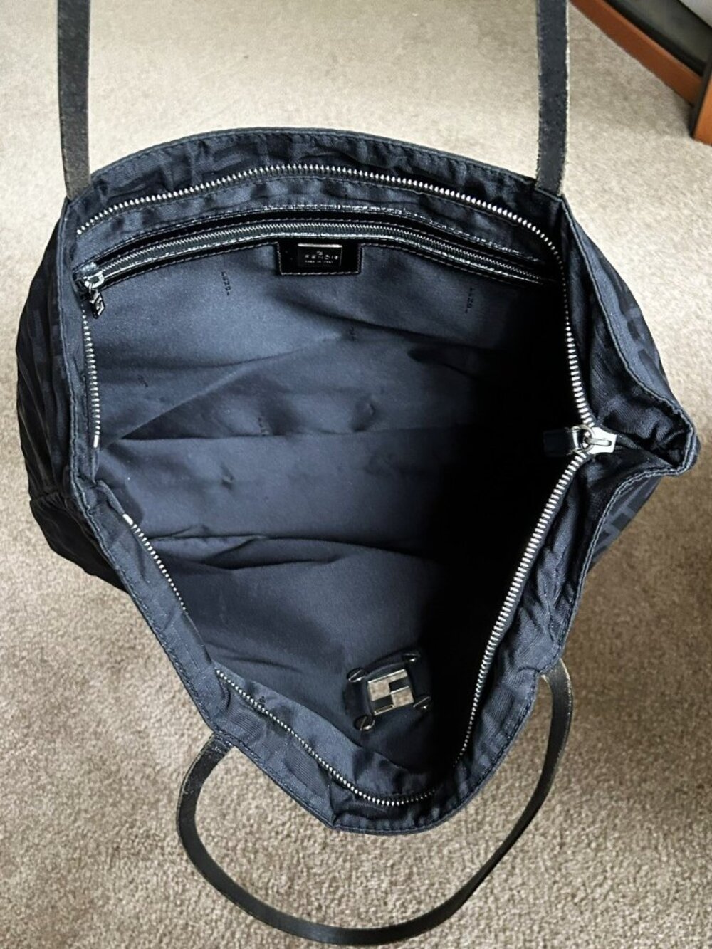 FENDI FF Canvas Tote Bag, Black - Picture 9 of 11